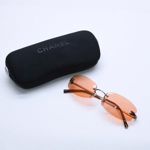 極美品 CHANEL シャネル Sunglasses サングラス 4002 サイドココマーク 54◻︎19 130 オレンジレンズ 中古 4a004053