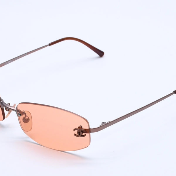 極美品 CHANEL シャネル Sunglasses サングラス 4002 サイドココマーク 54◻︎19 130 オレンジレンズ 中古 4a004053