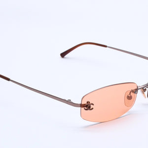 極美品 CHANEL シャネル Sunglasses サングラス 4002 サイドココマーク 54◻︎19 130 オレンジレンズ 中古 4a004053