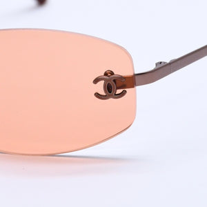 極美品 CHANEL シャネル Sunglasses サングラス 4002 サイドココマーク 54◻︎19 130 オレンジレンズ 中古 4a004053