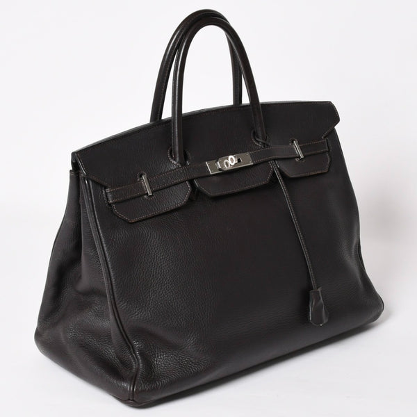 HERMES Birkin 40 Chocolate Togo Leather 40cm Handbag◻F stamp, silver hardware, handbag, pre-owned, item number 4a004165