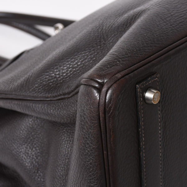 HERMES Birkin 40 Chocolate Togo Leather 40cm Handbag◻F stamp, silver hardware, handbag, pre-owned, item number 4a004165