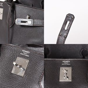 HERMES Birkin 40 Chocolate Togo Leather 40cm Handbag◻F stamp, silver hardware, handbag, pre-owned, item number 4a004165