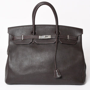 HERMES Birkin 40 Chocolate Taurillon Clemence Leather 40cm Handbag◻G stamp, silver hardware, handbag, pre-owned, item number 4a004164