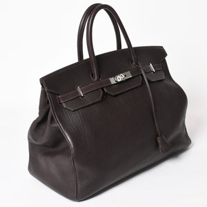 HERMES Birkin 40 Chocolate Taurillon Clemence Leather 40cm Handbag◻G stamp, silver hardware, handbag, pre-owned, item number 4a004164