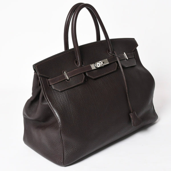 HERMES Birkin 40 Chocolate Taurillon Clemence Leather 40cm Handbag◻G stamp, silver hardware, handbag, pre-owned, item number 4a004164