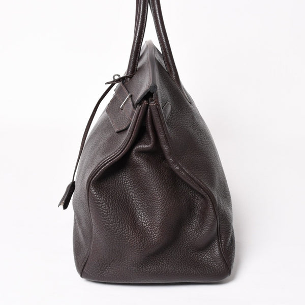 HERMES Birkin 40 Chocolate Taurillon Clemence Leather 40cm Handbag◻G stamp, silver hardware, handbag, pre-owned, item number 4a004164