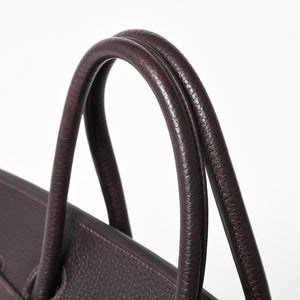 HERMES Birkin 40 Chocolate Taurillon Clemence Leather 40cm Handbag◻G stamp, silver hardware, handbag, pre-owned, item number 4a004164