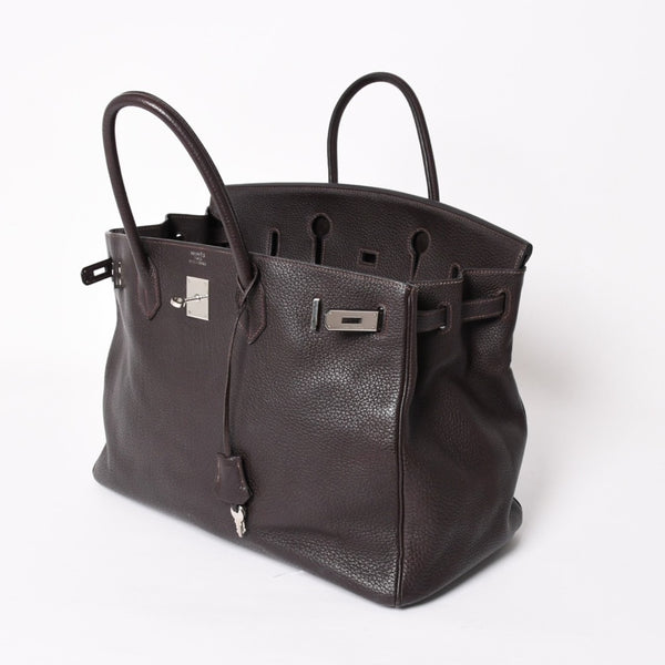HERMES Birkin 40 Chocolate Taurillon Clemence Leather 40cm Handbag◻G stamp, silver hardware, handbag, pre-owned, item number 4a004164