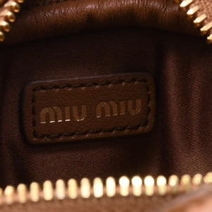 Very good condition MIU MIU Beau Leather Micro Bag Brown Mini Pouch Mini Back Charm Leather 5NR036 Gold Hardware Used 4a003988
