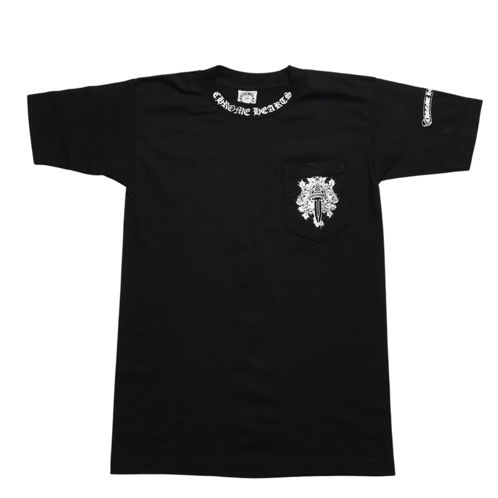 Very good condition CHROME HEARTS Dagger pocket T-shirt Black Black Silver Size S Used 4a003991