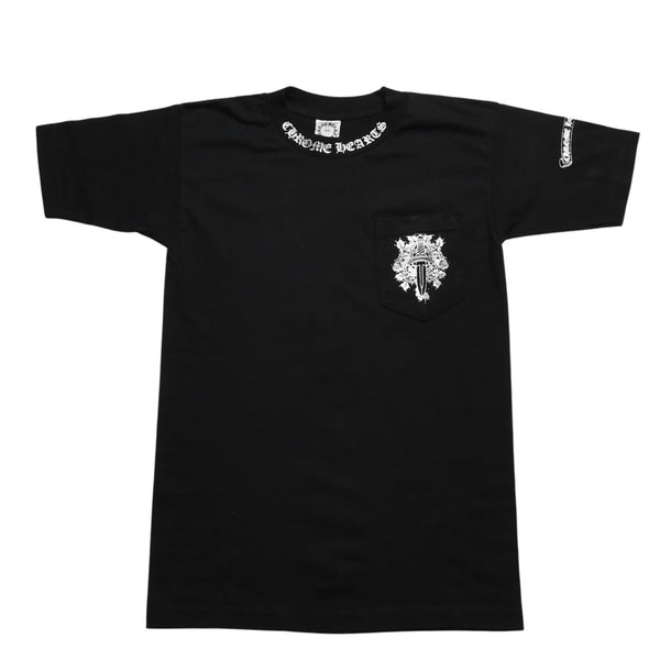 極美品 CHROME HEARTS クロムハーツ ダガーポケットTシャツ Black ブラック Silver シルバー サイズS 中古 4a003991