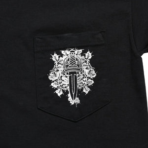 極美品 CHROME HEARTS クロムハーツ ダガーポケットTシャツ Black ブラック Silver シルバー サイズS 中古 4a003991
