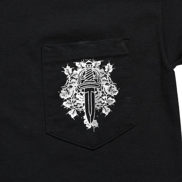 極美品 CHROME HEARTS クロムハーツ ダガーポケットTシャツ Black ブラック Silver シルバー サイズS 中古 4a003991