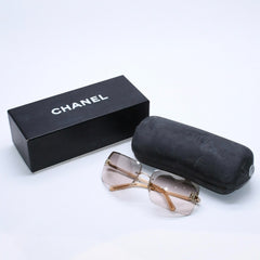 極美品 CHANEL シャネル サングラス Sunglasses 4092-B 62◻︎15 120 ゴールド ブラウン ココマーク ラインストーン 中古 4a003992