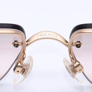極美品 CHANEL シャネル サングラス Sunglasses 4092-B 62◻︎15 120 ゴールド ブラウン ココマーク ラインストーン 中古 4a003992