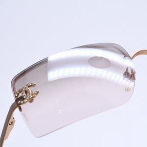 極美品 CHANEL シャネル サングラス Sunglasses 4092-B 62◻︎15 120 ゴールド ブラウン ココマーク ラインストーン 中古 4a003992