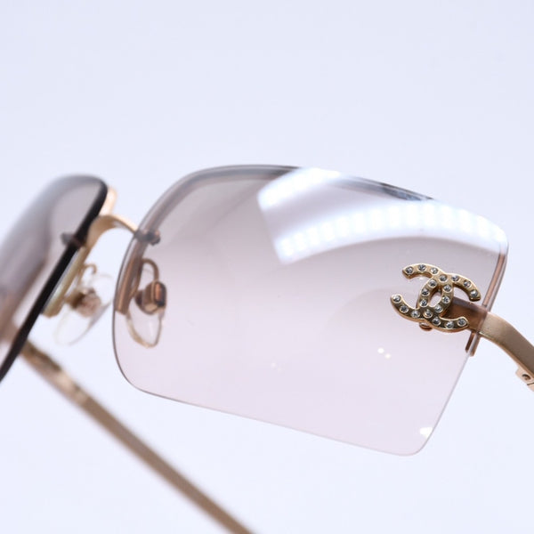 極美品 CHANEL シャネル サングラス Sunglasses 4092-B 62◻︎15 120 ゴールド ブラウン ココマーク ラインストーン 中古 4a003992