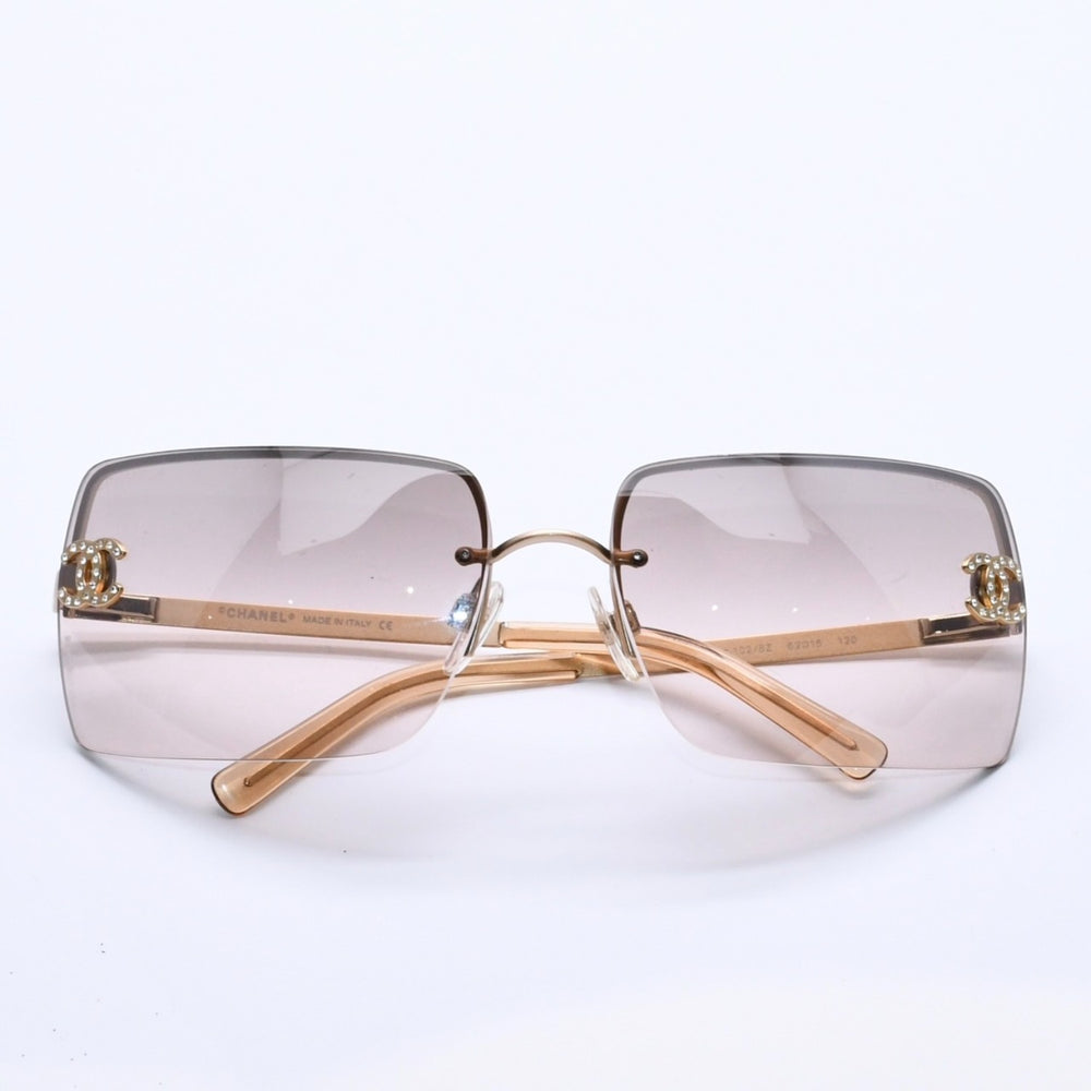 極美品 CHANEL シャネル サングラス Sunglasses 4092-B 62◻︎15 120 ゴールド ブラウン ココマーク ラインストーン 中古 4a003992