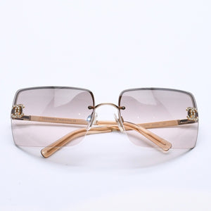 極美品 CHANEL シャネル サングラス Sunglasses 4092-B 62◻︎15 120 ゴールド ブラウン ココマーク ラインストーン 中古 4a003992