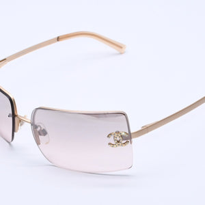 極美品 CHANEL シャネル サングラス Sunglasses 4092-B 62◻︎15 120 ゴールド ブラウン ココマーク ラインストーン 中古 4a003992