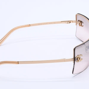 極美品 CHANEL シャネル サングラス Sunglasses 4092-B 62◻︎15 120 ゴールド ブラウン ココマーク ラインストーン 中古 4a003992