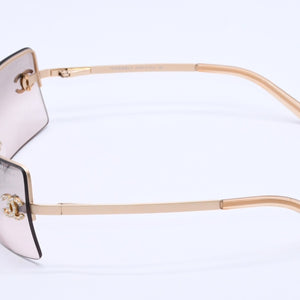 極美品 CHANEL シャネル サングラス Sunglasses 4092-B 62◻︎15 120 ゴールド ブラウン ココマーク ラインストーン 中古 4a003992
