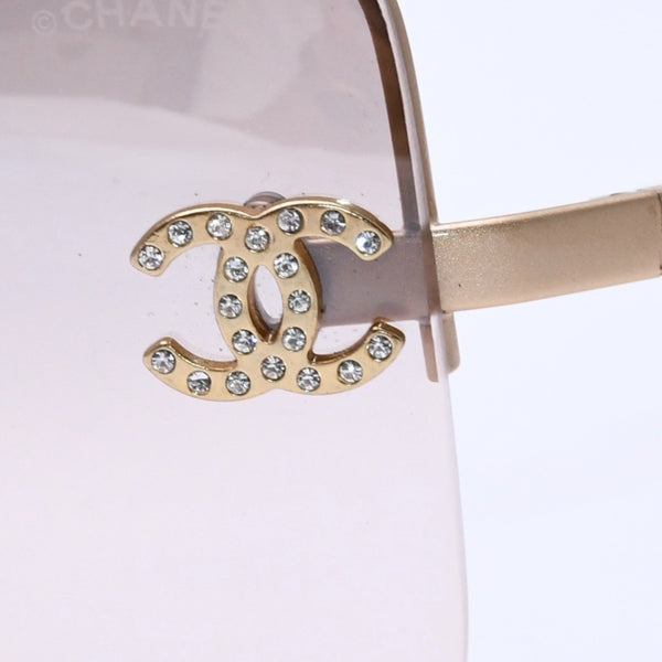極美品 CHANEL シャネル サングラス Sunglasses 4092-B 62◻︎15 120 ゴールド ブラウン ココマーク ラインストーン 中古 4a003992