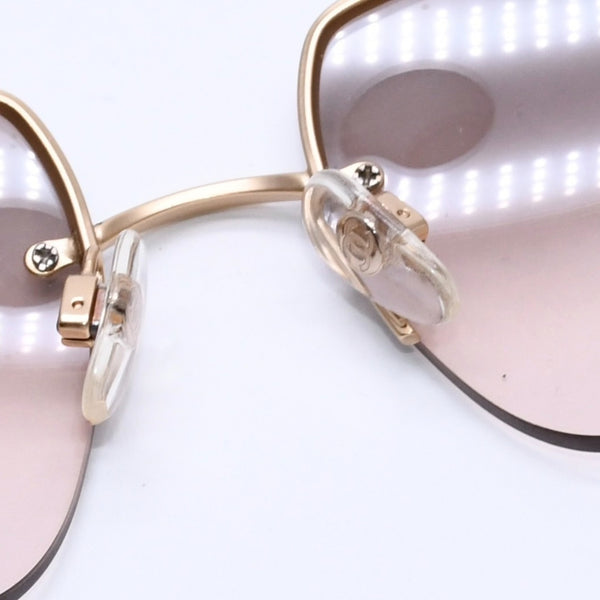 極美品 CHANEL シャネル サングラス Sunglasses 4092-B 62◻︎15 120 ゴールド ブラウン ココマーク ラインストーン 中古 4a003992