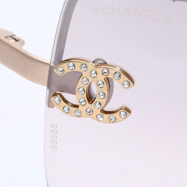 極美品 CHANEL シャネル サングラス Sunglasses 4092-B 62◻︎15 120 ゴールド ブラウン ココマーク ラインストーン 中古 4a003992
