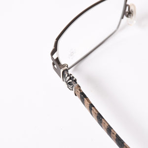 CHROME HEARTS クロムハーツ M.DIVERⅡ伊達メガネ アイウェア CHプラス装飾 レザーテンプル シルバー925 ガンメタフレーム 美品 中古 4a003993