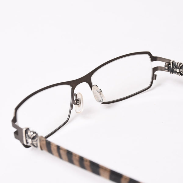 CHROME HEARTS クロムハーツ M.DIVERⅡ伊達メガネ アイウェア CHプラス装飾 レザーテンプル シルバー925 ガンメタフレーム 美品 中古 4a003993