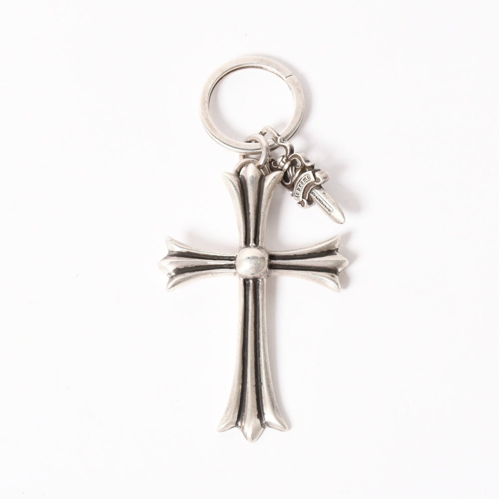 極美品 CHROME HEARTS クロムハーツ CH CRS LG & No5 DGGR ラージクロス ダガー キーリング 重量約50.5g 中古 4a004092