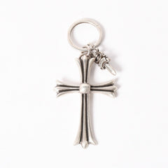 極美品 CHROME HEARTS クロムハーツ CH CRS LG & No5 DGGR ラージクロス ダガー キーリング 重量約50.5g 中古 4a004092