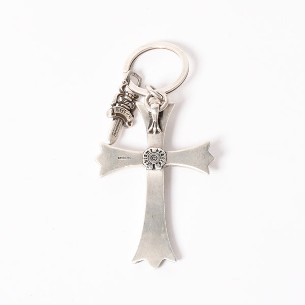極美品 CHROME HEARTS クロムハーツ CH CRS LG & No5 DGGR ラージクロス ダガー キーリング 重量約50.5g 中古 4a004092