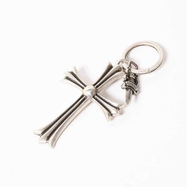 極美品 CHROME HEARTS クロムハーツ CH CRS LG & No5 DGGR ラージクロス ダガー キーリング 重量約50.5g 中古 4a004092
