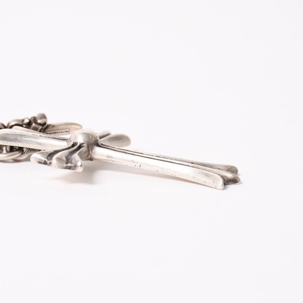 極美品 CHROME HEARTS クロムハーツ CH CRS LG & No5 DGGR ラージクロス ダガー キーリング 重量約50.5g 中古 4a004092