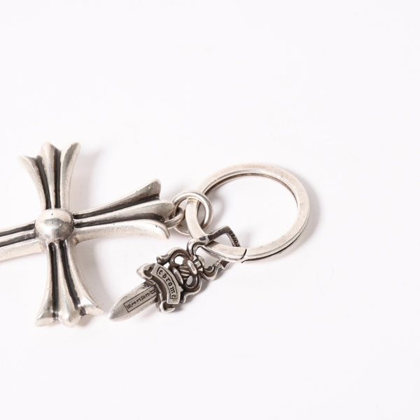 極美品 CHROME HEARTS クロムハーツ CH CRS LG & No5 DGGR ラージクロス ダガー キーリング 重量約50.5g 中古 4a004092