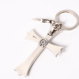 極美品 CHROME HEARTS クロムハーツ CH CRS LG & No5 DGGR ラージクロス ダガー キーリング 重量約50.5g 中古 4a004092