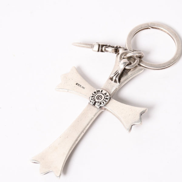 極美品 CHROME HEARTS クロムハーツ CH CRS LG & No5 DGGR ラージクロス ダガー キーリング 重量約50.5g 中古 4a004092