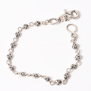 極美品 CHROME HEARTS クロムハーツ クロスボール ショート ウォレットチェーン 1クリップ 14ボール 132.8g シルバー925 中古 4a004094