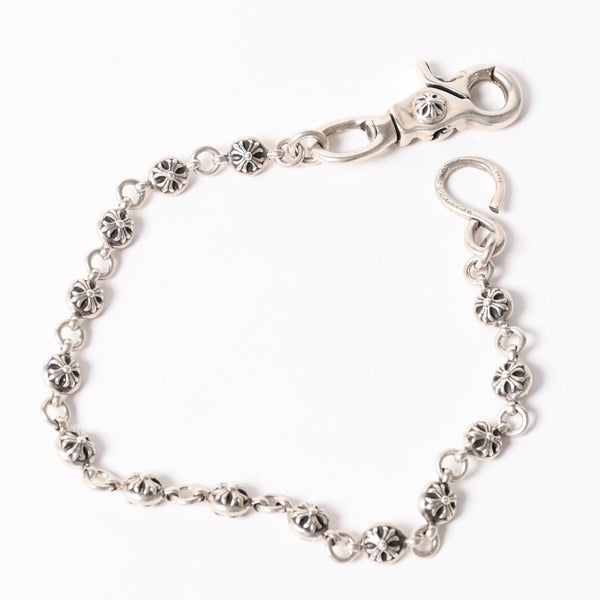 極美品 CHROME HEARTS クロムハーツ クロスボール ショート ウォレットチェーン 1クリップ 14ボール 132.8g シルバー925 中古 4a004094