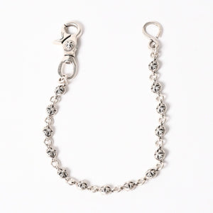 極美品 CHROME HEARTS クロムハーツ クロスボール ショート ウォレットチェーン 1クリップ 14ボール 132.8g シルバー925 中古 4a004094