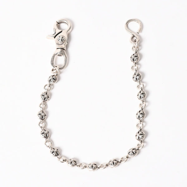 極美品 CHROME HEARTS クロムハーツ クロスボール ショート ウォレットチェーン 1クリップ 14ボール 132.8g シルバー925 中古 4a004094