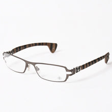 画像をギャラリービューアに読み込む, CHROME HEARTS クロムハーツ M.DIVERⅡ伊達メガネ アイウェア CHプラス装飾 レザーテンプル シルバー925 ガンメタフレーム 美品 中古 4a003993