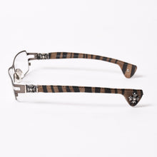画像をギャラリービューアに読み込む, CHROME HEARTS クロムハーツ M.DIVERⅡ伊達メガネ アイウェア CHプラス装飾 レザーテンプル シルバー925 ガンメタフレーム 美品 中古 4a003993