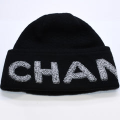 Like new CHANEL Beanie Knit Cap Free Size Black White Wool Cashmere A$AP Bari worn model Used 4a003579