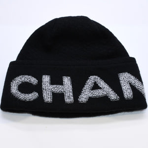 Like new CHANEL Beanie Knit Cap Free Size Black White Wool Cashmere A$AP Bari worn model Used 4a003579
