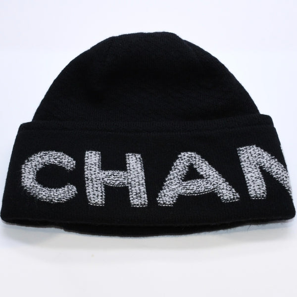 Like new CHANEL Beanie Knit Cap Free Size Black White Wool Cashmere A$AP Bari worn model Used 4a003579
