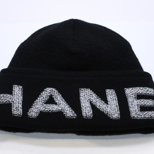 Like new CHANEL Beanie Knit Cap Free Size Black White Wool Cashmere A$AP Bari worn model Used 4a003579